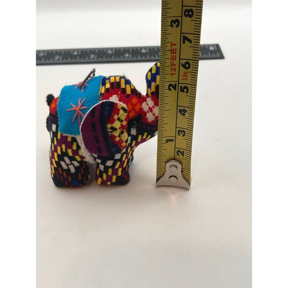Handcrafted Elephant Plush Key Chain 2.5'Tall Multicolor - Picture 5 of 5